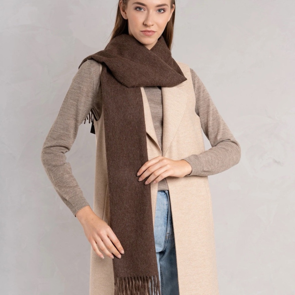INCALPACA 484 Brown Scarf 100% Baby Alpaca